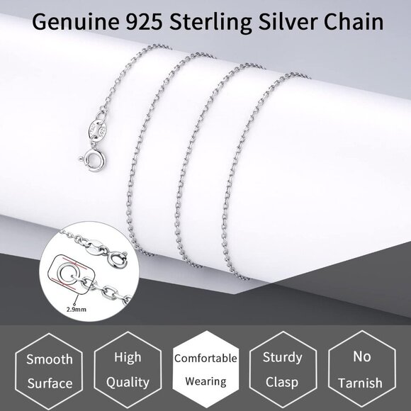 925 Sterling Silver Chain Necklace Chain for Women 1.1mm Cable Chain Necklace Up - Picture 4 of 6